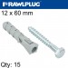 EXPANSION PLUG FIX 12X60MM WITH SCREW 15PSC PER TUB